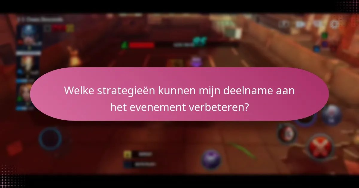 Welke strategieën kunnen mijn deelname aan het evenement verbeteren?